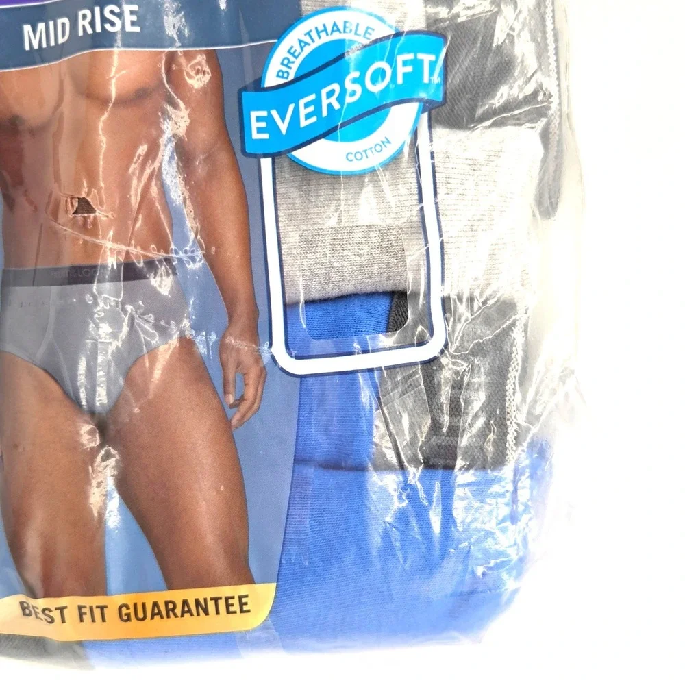 Fruit of the Loom Mens Mid Rise Tag-Free Briefs Large 36-38 6 Pack Blues & Greys - Picture 3 of 5